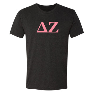Delta Zeta Greek Letter Block NLA Triblend T-Shirt - Vintage Black