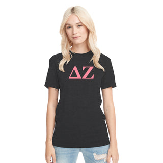 Delta Zeta Greek Letter Block NLA Triblend T-Shirt - Vintage Black