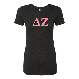 Delta Zeta Greek Letter Block Womens NLA Triblend T-Shirt - Vintage Black