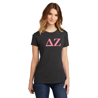 Delta Zeta Greek Letter Block Womens NLA Triblend T-Shirt - Vintage Black
