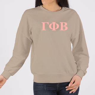 Gamma Phi Beta Greek Letter Block Crewneck Sweatshirt - Sand