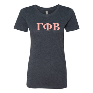 Gamma Phi Beta Greek Letter Block Womens NLA Triblend T-Shirt - Vintage Navy