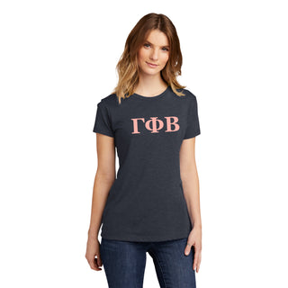 Gamma Phi Beta Greek Letter Block Womens NLA Triblend T-Shirt - Vintage Navy