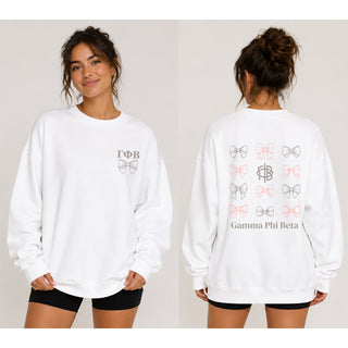 Gamma Phi Beta Greek Bow Bliss Crewneck Sweatshirt - White