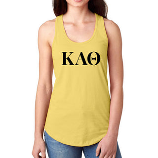 Kappa Alpha Theta Greek Letter Block Racerback Tank - Banana Cream