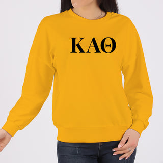 Kappa Alpha Theta Greek Letter Block Crewneck Sweatshirt - Gold