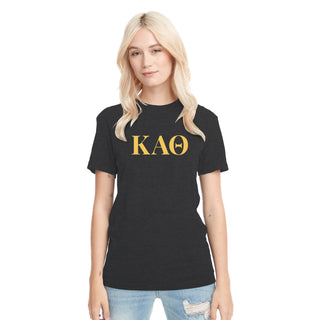 Kappa Alpha Theta Greek Letter Block NLA Triblend T-Shirt - Vintage Black