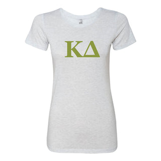 Kappa Delta Greek Letter Block Womens NLA Triblend T-Shirt - Heather White
