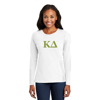 Kappa Delta Greek Letter Block Womens Long Sleeve - White