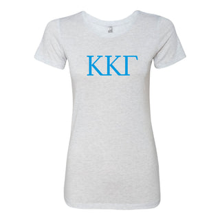 Kappa Kappa Gamma Greek Letter Block Womens NLA Triblend T-Shirt - Heather White