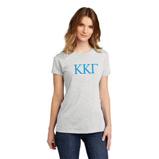 Kappa Kappa Gamma Greek Letter Block Womens NLA Triblend T-Shirt - Heather White
