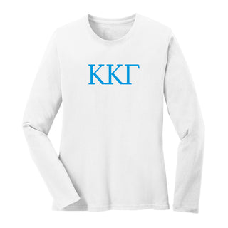 Kappa Kappa Gamma Greek Letter Block Womens Long Sleeve - White