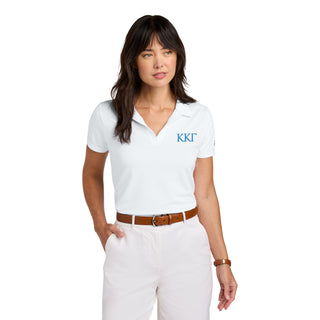 Kappa Kappa Gamma Greek Letter Block LC Brooks Brothers Women’s Mesh Pique Performance Polo - White