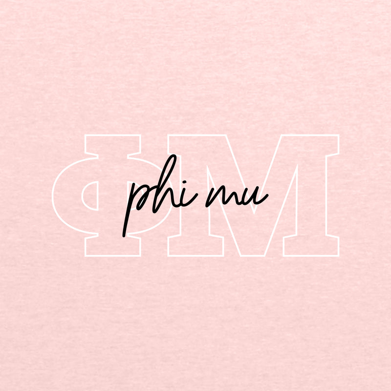 Phi Mu Greek Outline Overlay Womens Triblend T-Shirt - Desert Pink
