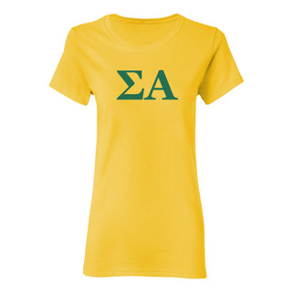 Sigma Alpha Greek Letter Block Womens T-Shirt -  Daisy