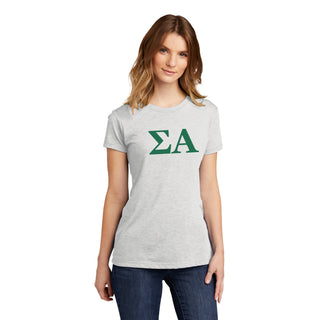 Sigma Alpha Greek Letter Block Womens NLA Triblend T-Shirt - Heather White