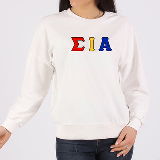 Sigma Iota Alpha Greek Letter Block Crewneck Sweatshirt - White