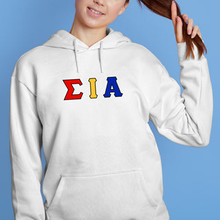 Sigma Iota Alpha Greek Letter Block Hoodie - White