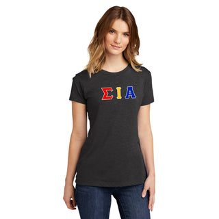 Sigma Iota Alpha Greek Letter Block Womens Triblend T-Shirt - Vintage Black