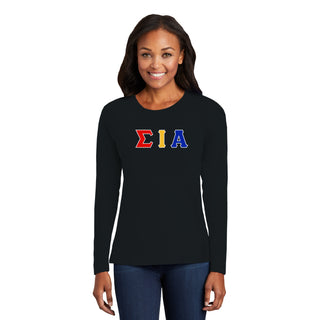 Sigma Iota Alpha Greek Letter Block Womens Long Sleeve - Black