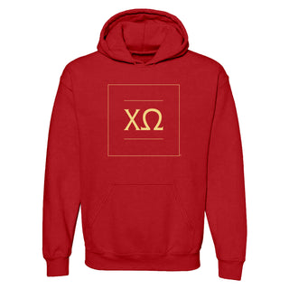 Chi Omega Greek Letter Block Hoodie - Red