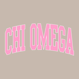 Chi Omega Greek Mega Arch Crewneck Sweatshirt - Sand