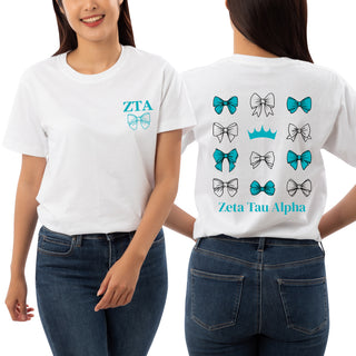 Zeta Tau Alpha Greek Bow Bliss NLA T-Shirt - White