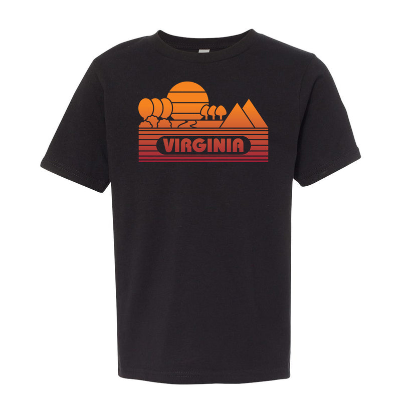 Virginia Groovy Sunset Youth Premium Cotton T-Shirt - Black