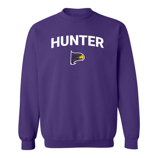 Hunter College Hawks Arch Logo Crewneck Sweatshirt - Purple