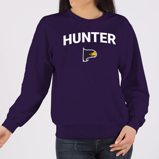Hunter College Hawks Arch Logo Crewneck Sweatshirt - Purple