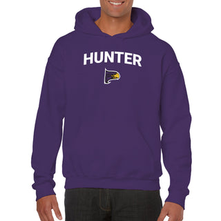 Hunter College Hawks Arch Logo Hoodie - Purple