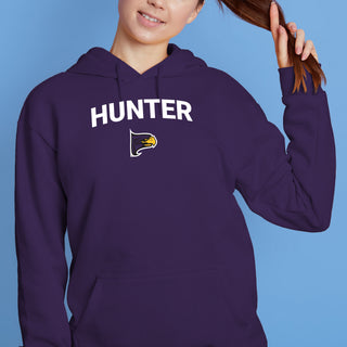 Hunter College Hawks Arch Logo Hoodie - Purple