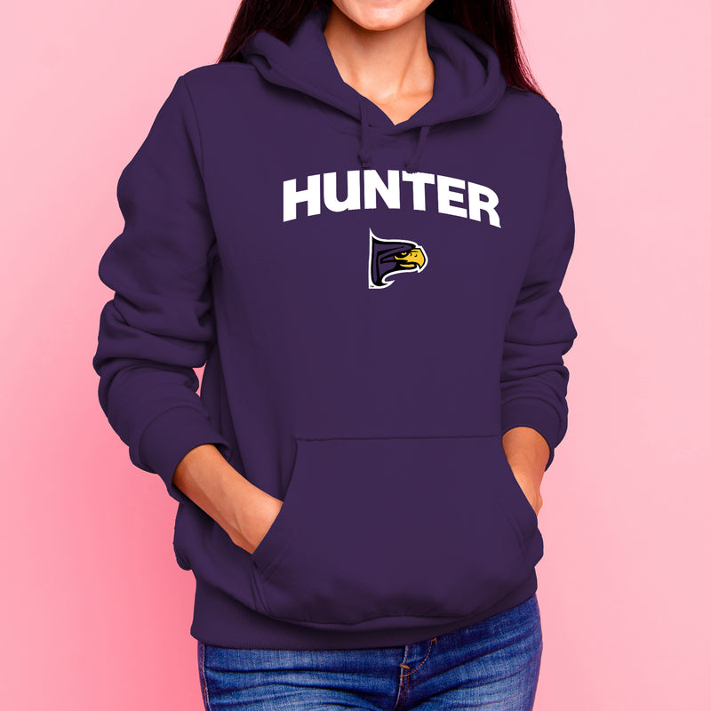 Hunter College Hawks Arch Logo Hoodie - Purple