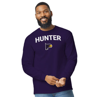 Hunter College Hawks Arch Logo Long Sleeve T Shirt - Purple