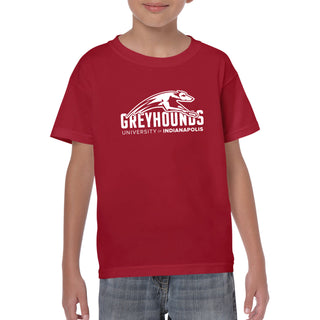 University of Indianapolis Greyhounds Primary Logo Cotton Youth T-Shirt - Cardinal