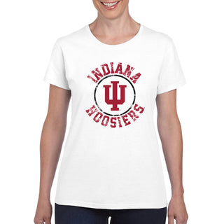 Indiana Distressed Circle Logo Womens T-Shirt - White