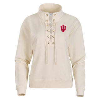 Indiana Trident EMB Women's Lace Up Pullover - Natural