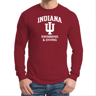 Indiana University Hoosiers Arch Logo Swimming Long Sleeve T Shirt - Cardinal