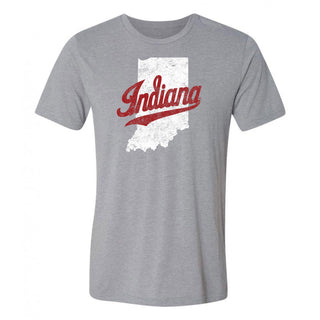 Indiana University Hoosiers Indiana Silhouette Script Logo Next Level Short Sleeve T- Shirt - Premium Heather