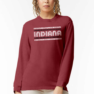 Indiana University Hoosiers Retro Underline Comfort Colors Long Sleeve - Crimson