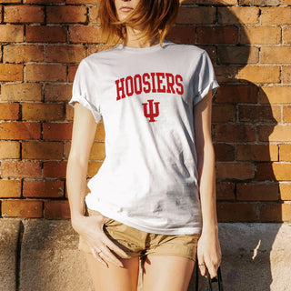 Indiana University Hoosiers Mascot Arch Logo Short Sleeve T Shirt - White