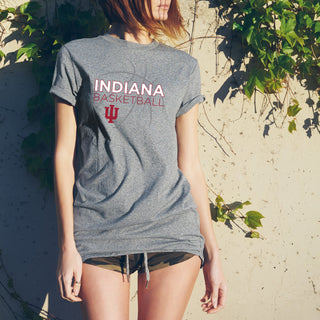 Indiana University Hoosiers Basketball Sketch Basic Cotton Short Sleeve T Shirt - Sport Grey