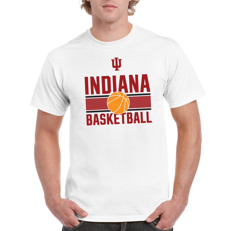 Indiana University Hoosiers Basketball Mesh Basic Cotton Short Sleeve T Shirt - White