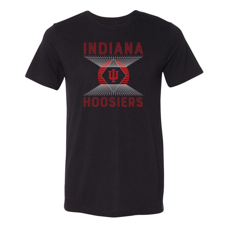Indiana Hoosiers Vaporwave Grid Triblend T Shirt - Solid Black