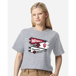 Indiana Cute Pennant Women's Fine Jersey Boxy Tee - Heather Grey