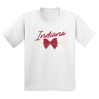 Indiana Bow Script Youth T-Shirt - White