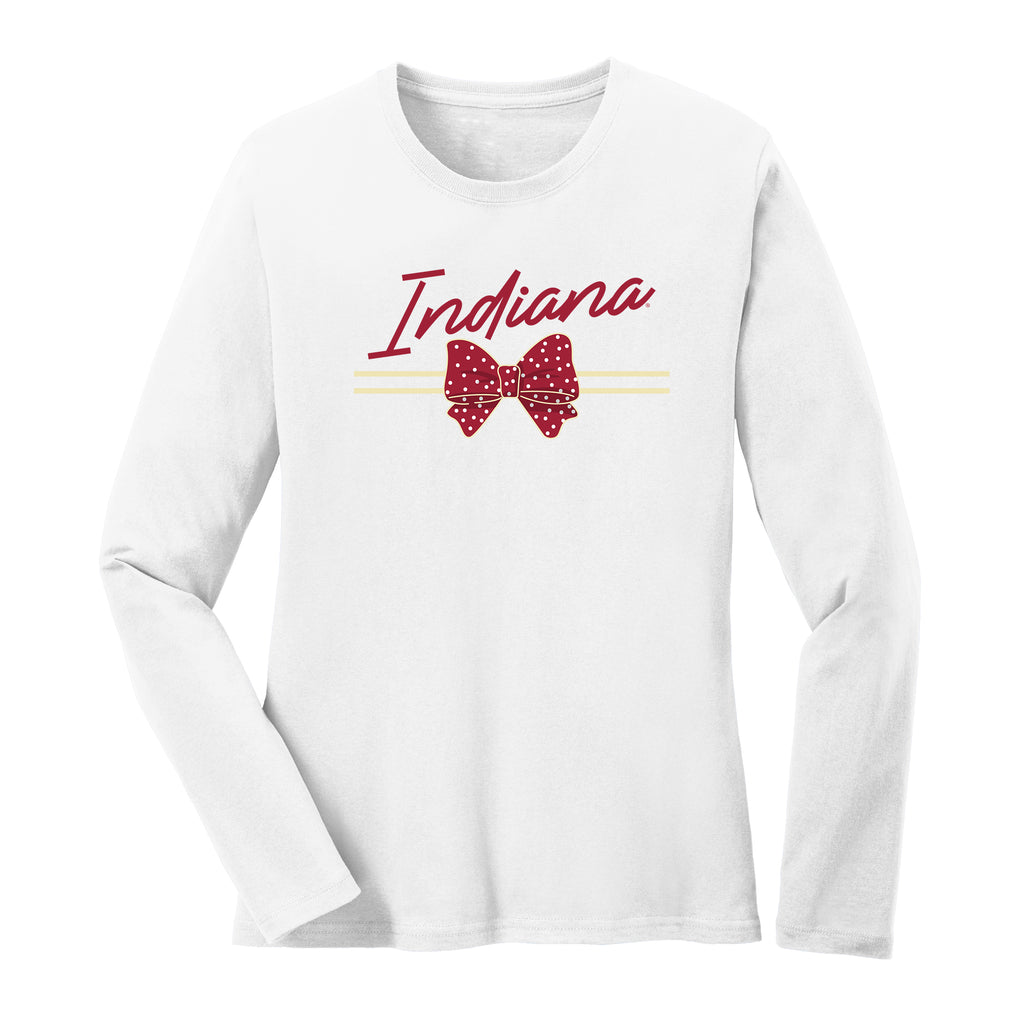 Indiana Bow Script Womens Long Sleeve - White – Underground Printing