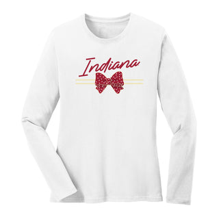 Indiana Bow Script Womens Long Sleeve - White