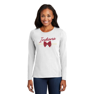 Indiana Bow Script Womens Long Sleeve - White