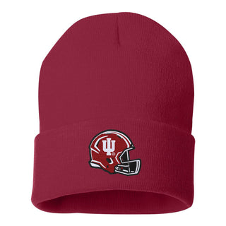 Indiana Football Helmet EMB Knit Cuffed Beanie - Cardinal